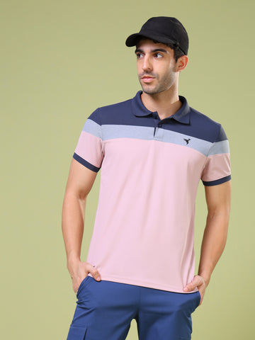 Men Colorblock Slim Fit Polo T-shirt with MATPIQ