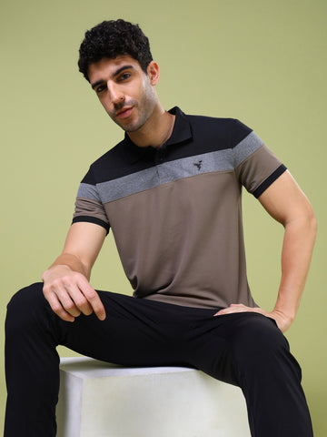 Men Colorblock Slim Fit Polo T-shirt with MATPIQ