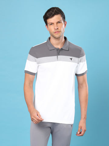 Men Colorblock Slim Fit Polo T-shirt with MATPIQ