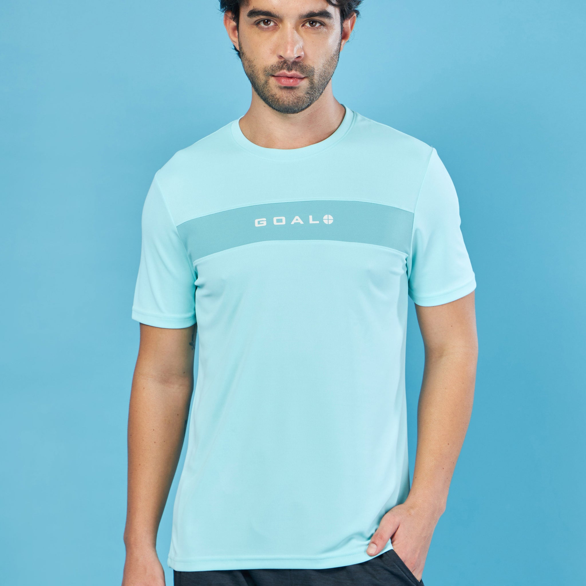 Men Solid Slim Fit Crew Neck T-shirt with TECHNO COOL+