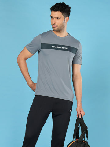 Men Solid Slim Fit Crew Neck T-shirt with TECHNO COOL+