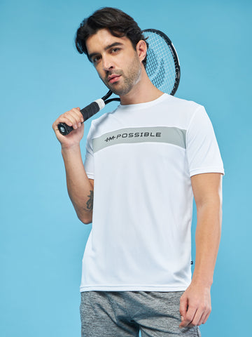 Men Solid Slim Fit Crew Neck T-shirt with TECHNO COOL+