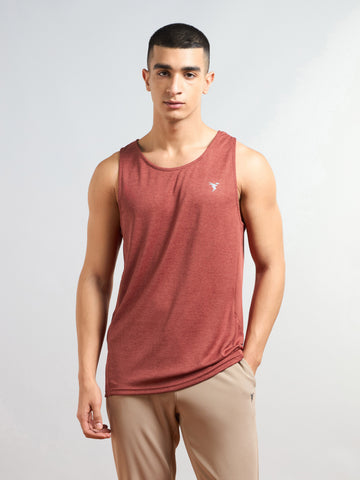 Men Melange Slim Fit Round Neck Sports Innerwear Vest with DOUBLE COOL