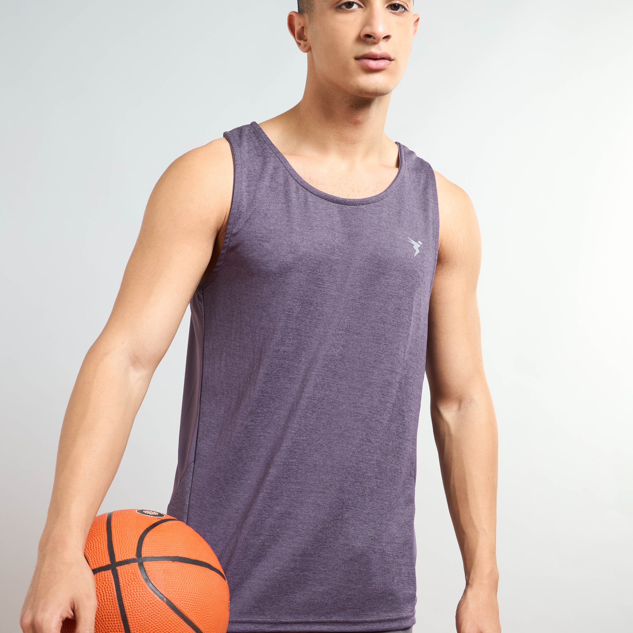 Men Melange Slim Fit Round Neck Sports Innerwear Vest with DOUBLE COOL