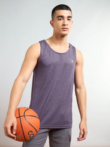 Men Melange Slim Fit Round Neck Sports Innerwear Vest with DOUBLE COOL