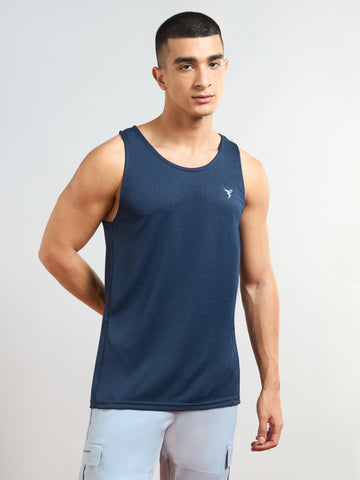 Men Melange Slim Fit Round Neck Sports Innerwear Vest with DOUBLE COOL