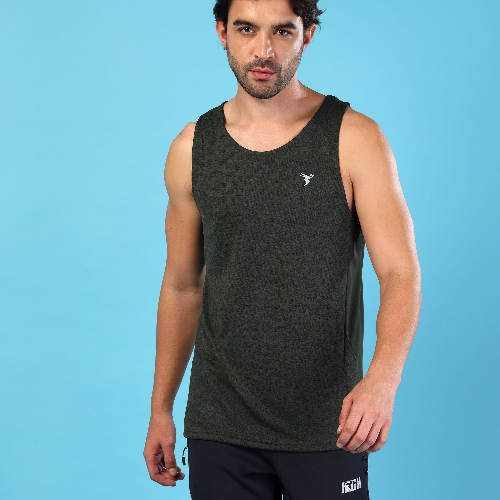 Men Melange Slim Fit Round Neck Sports Innerwear Vest with DOUBLE COOL