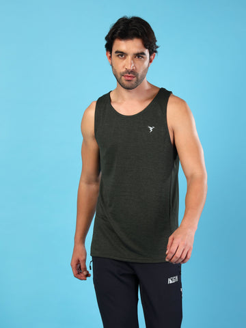 Men Melange Slim Fit Round Neck Sports Innerwear Vest with DOUBLE COOL