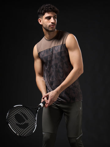 Men Solid Slim Fit Round Neck Sports Innerwear Vest with TECHNOCOOL+