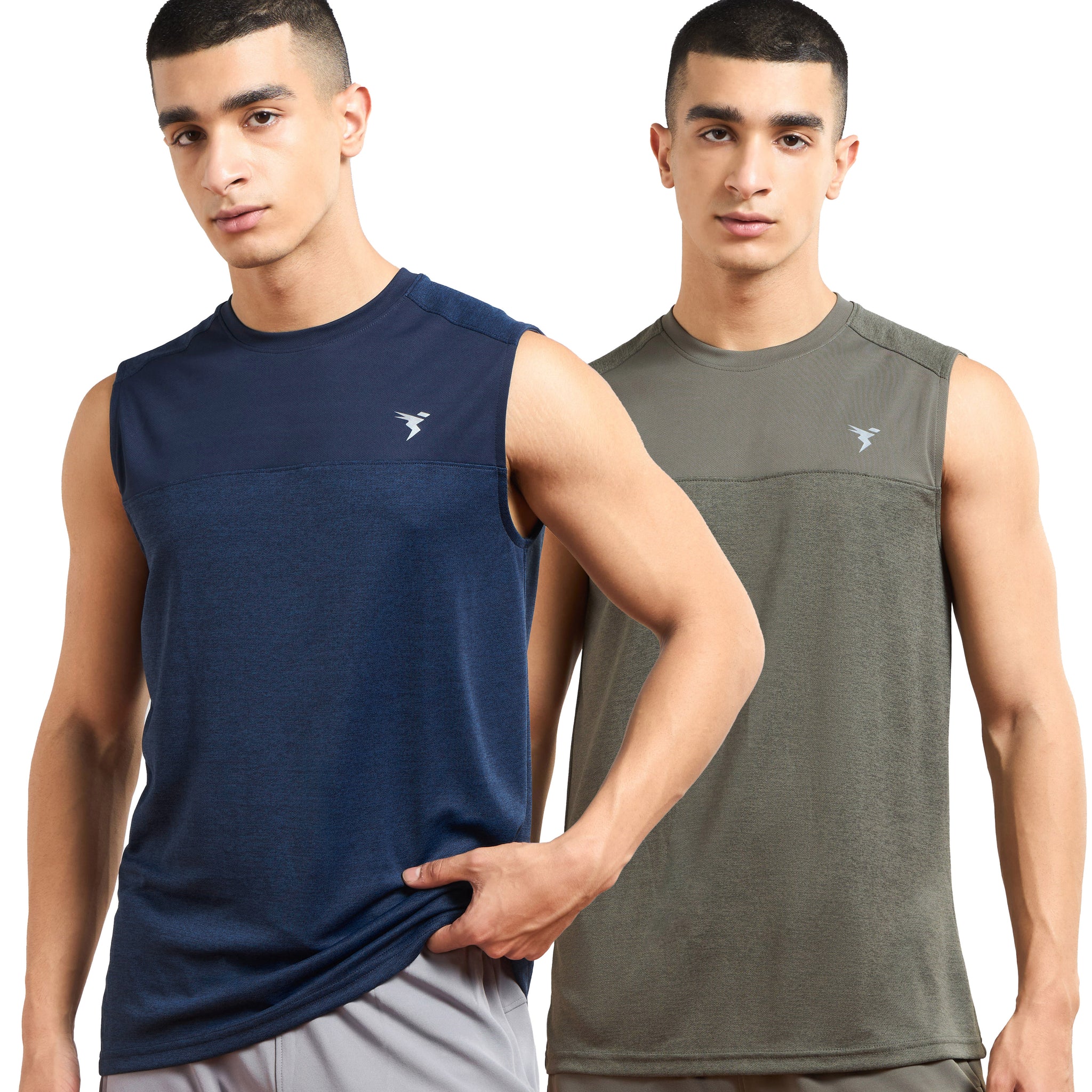 Men Melange Slim Fit Round Neck Sports Innerwear Vest with DOUBLE COOL (Pack of 2)