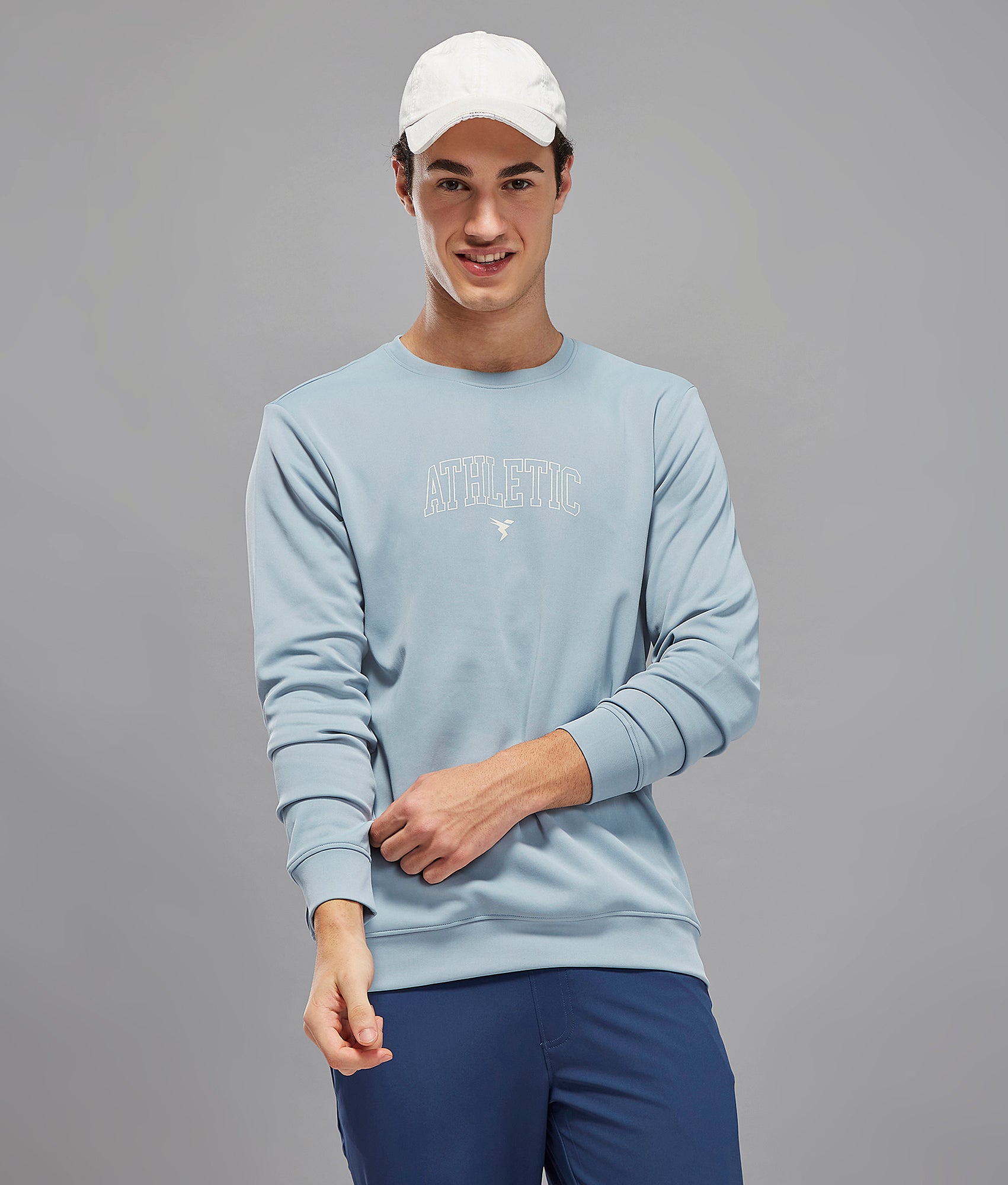 Men Printed Slim Fit Crew Neck Sweatshirt with ELASTO PLUS