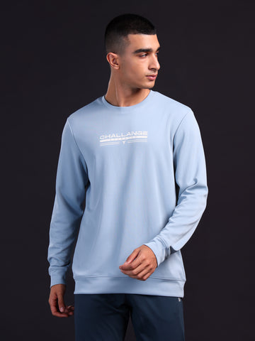 Men Printed Slim Fit Crew Neck Sweatshirt with ELASTO PLUS