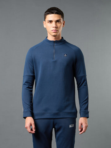 Men Solid Slim Fit Mock Neck Sweatshirt with ELASTO PLUS