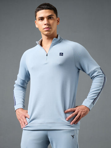 Men Solid Slim Fit Mock Neck Sweatshirt with ELASTO PLUS