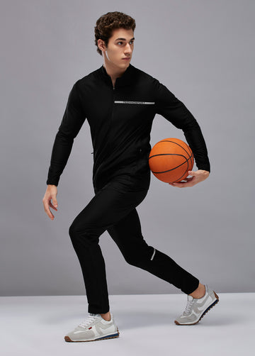 Men Solid Slim Fit Mock Tracksuits with DURACOOL+