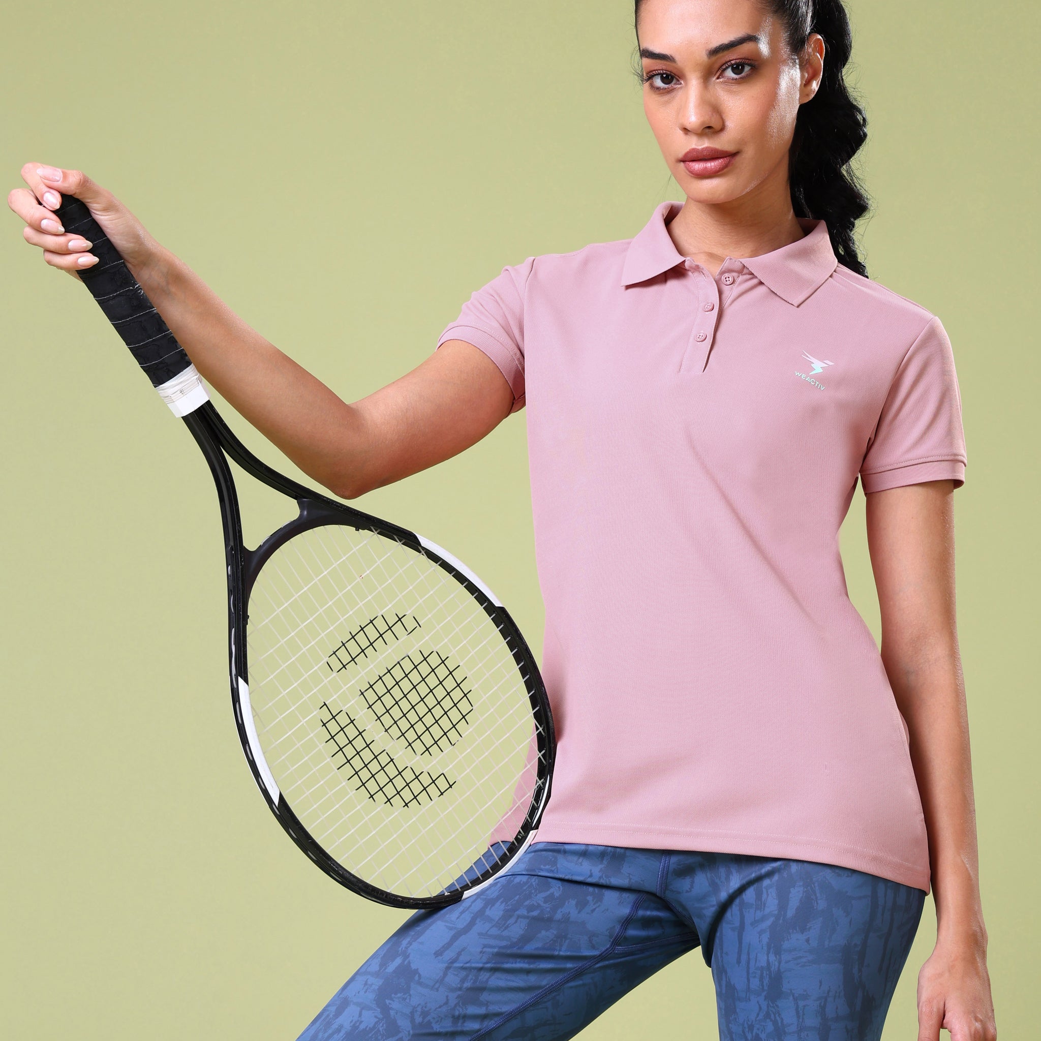 Women Solid Slim Fit Polo T-shirt with MATPIQ