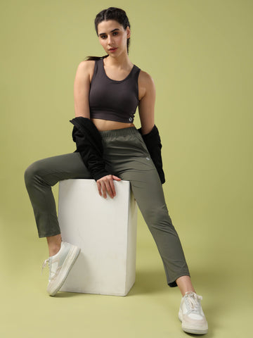 Women Solid Slim Fit Sports Trackpants with 4 Way Crispy