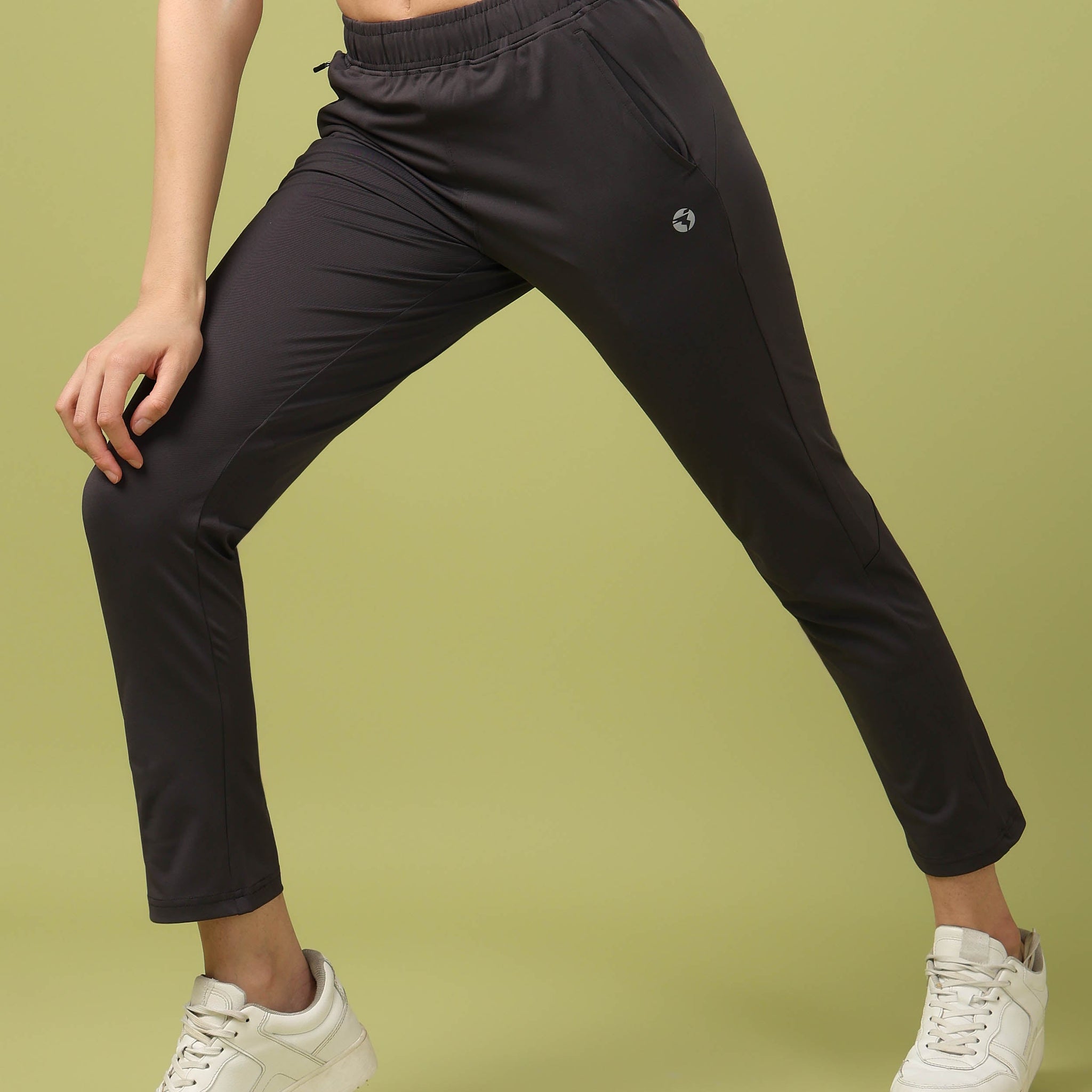 Women Solid Slim Fit Sports Trackpants with 4 Way Crispy