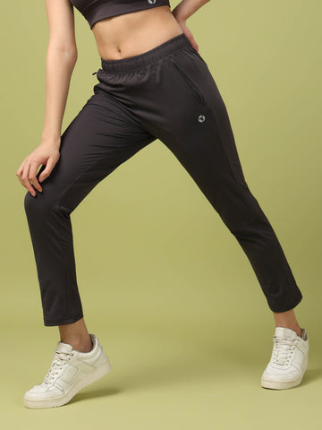 Women Solid Slim Fit Sports Trackpants with 4 Way Crispy