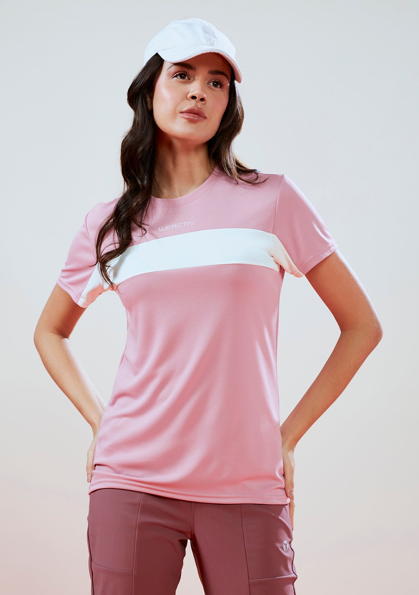 Women Solid Slim Fit Round Neck T-shirt with TECHNO COOL