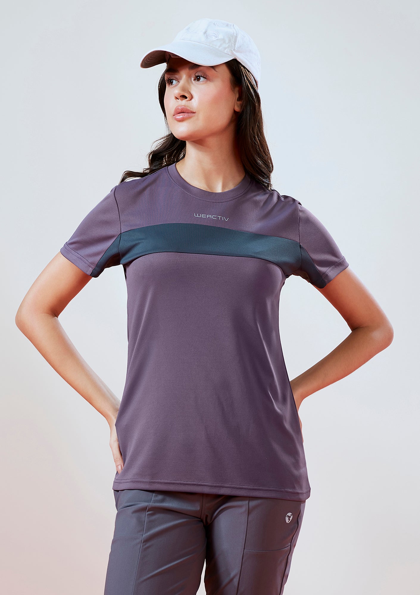 Women Solid Slim Fit Round Neck T-shirt with TECHNO COOL