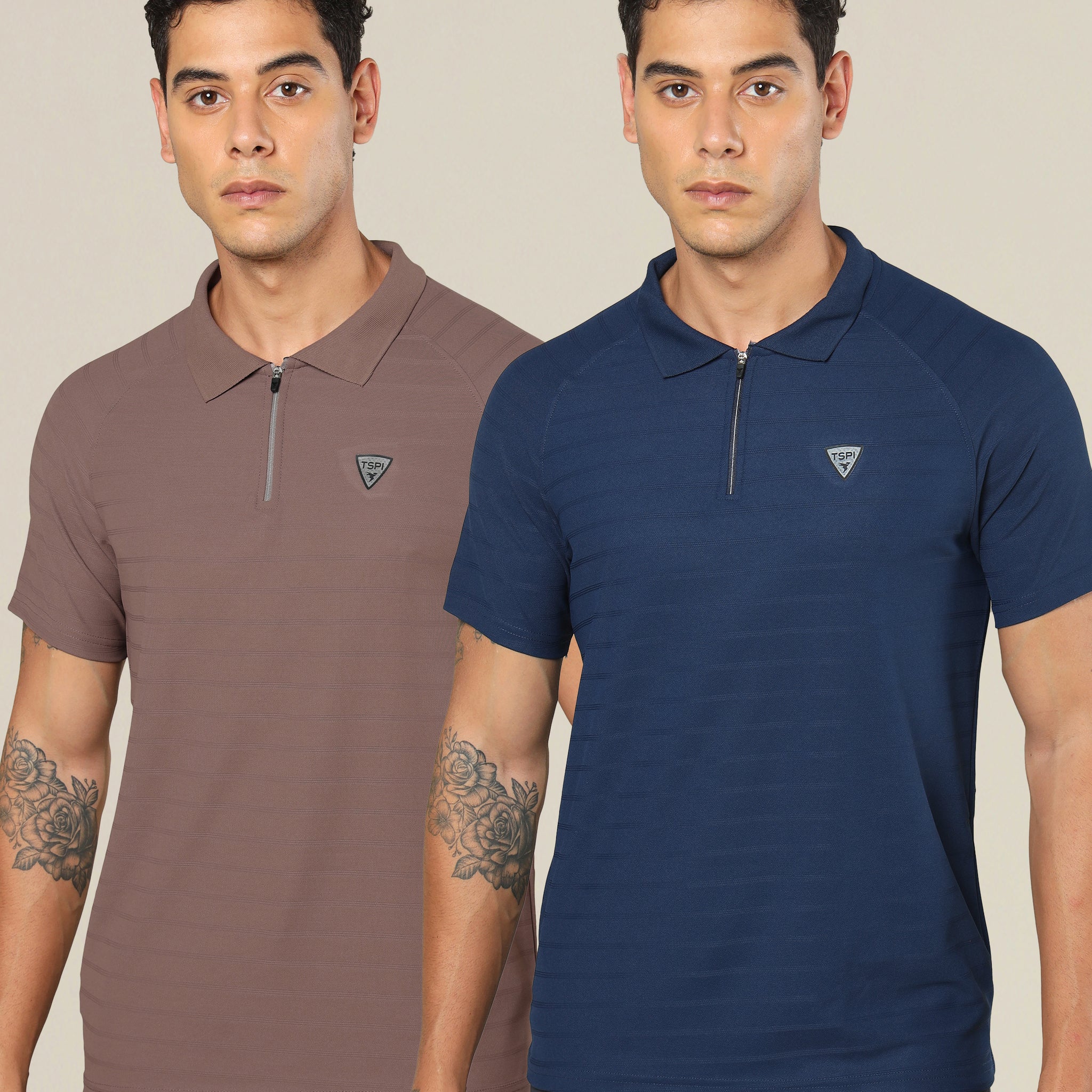 Men Self Design Regular Fit Combo of 2 Polo T-shirt