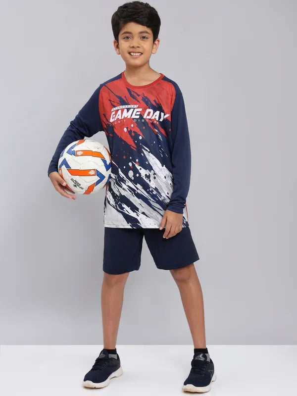 Boys Printed Slim Fit Crew Neck T-shirt with TECHNO COOL+