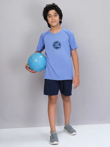 Boys Printed Slim Fit Crew Neck T-shirt with TECHNO COOL+