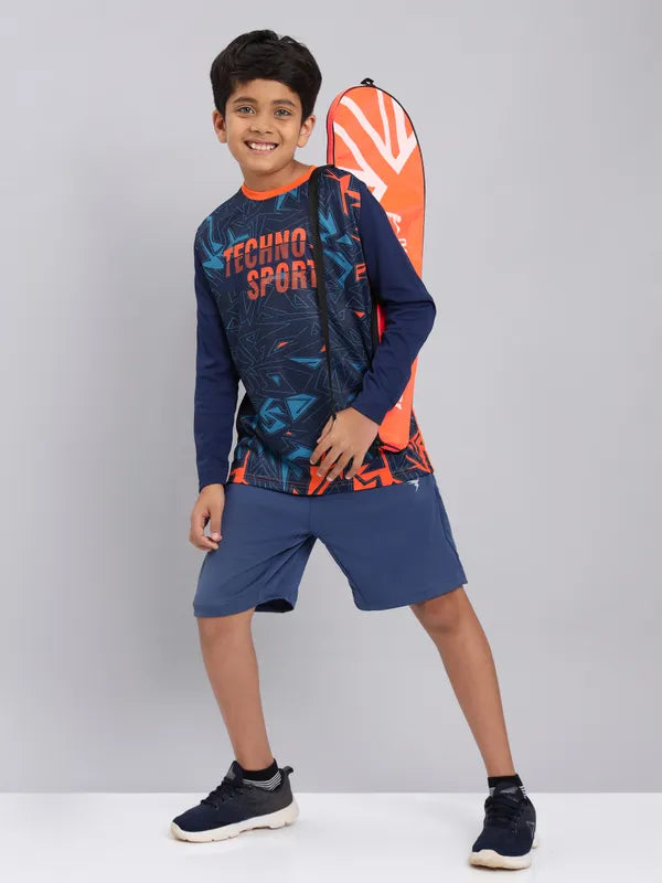 Boys Printed Slim Fit Crew Neck T-shirt with TECHNO COOL+