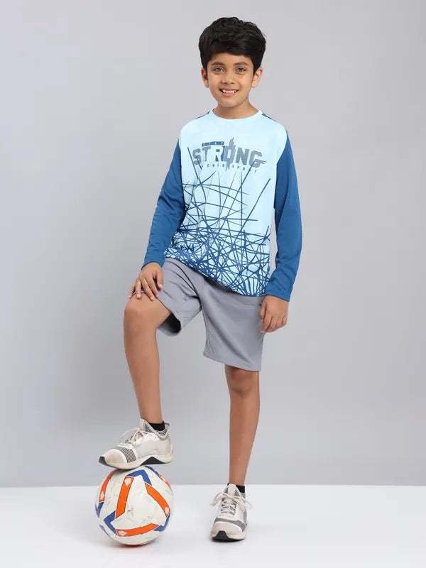 Boys Printed Slim Fit Crew Neck T-shirt with TECHNO COOL+