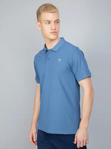 Men Solid Slim Fit Polo T-shirt with MATPIQ