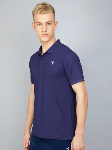 Men Solid Slim Fit Polo T-shirt with MATPIQ