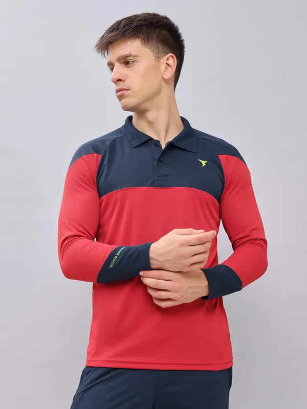 Men Colorblock Slim Fit Polo T-shirt with TECHNO COOL+