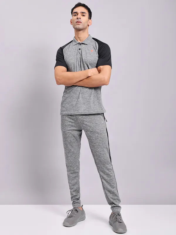 Men Melange Slim Fit Trackpants with TECHNO DRY