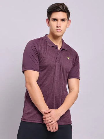 Men Melange Slim Fit Polo T-shirt with DOUBLE COOL