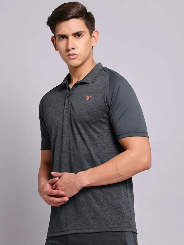 Men Melange Slim Fit Polo T-shirt with DOUBLE COOL