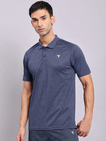 Men Melange Slim Fit Polo T-shirt with DOUBLE COOL