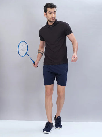 Men Solid Slim Fit Shorts with TECHNO DRY