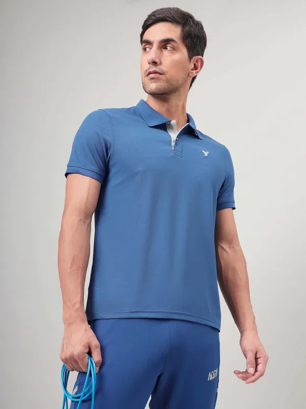 Men Solid Slim Fit Polo T-shirt with MATPIQ