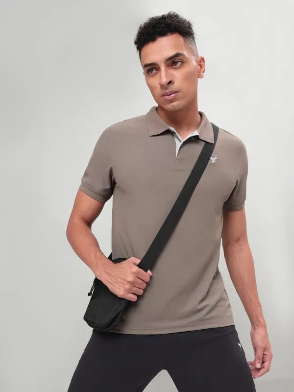 Men Solid Slim Fit Polo T-shirt with MATPIQ