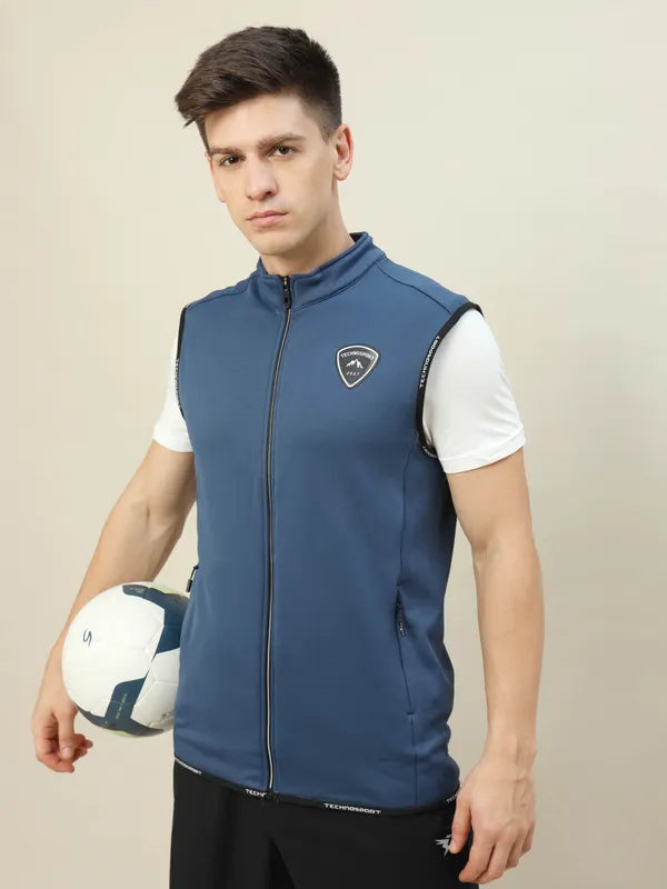 Men Solid Slim Fit Mock Neck Jacket with TECHNOLITE