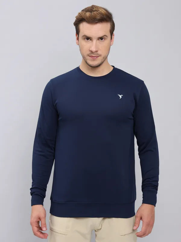 Men Solid Slim Fit Crew Neck T-shirt with ELASTO PLUS