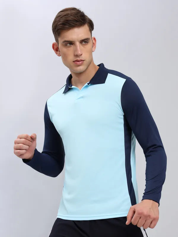 Men Colorblock Slim Fit Polo T-shirt with TECHNO COOL+