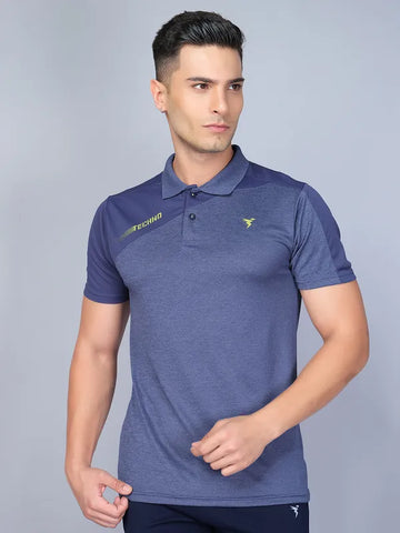 Men Melange Slim Fit Polo T-shirt with DOUBLE COOL