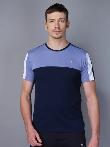 Men Colorblock Slim Fit Crew Neck T-shirt with TECHNO COOL