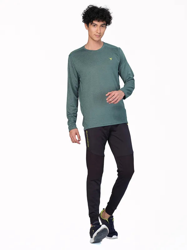 Men Melange Slim Fit Crew Neck T-shirt with DOUBLE COOL