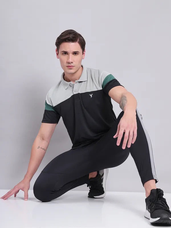 Men Colorblock Slim Fit Polo T-shirt with TECHNO COOL+