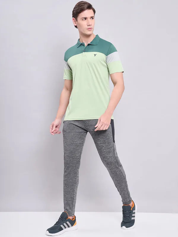 Men Colorblock Slim Fit Polo T-shirt with TECHNO COOL+