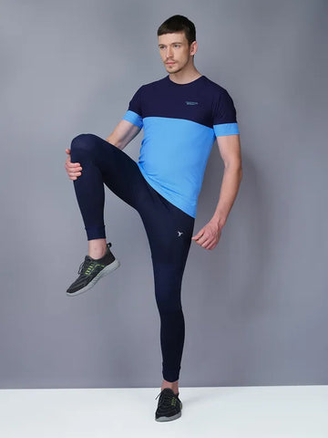 Men Colorblock Slim Fit Crew Neck T-shirt with TECHNO GUARD