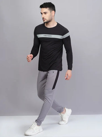 Men Colorblock Slim Fit Crew Neck T-shirt with TECHNO COOL+